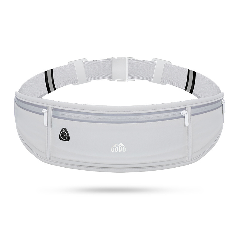 Light gray Adjustable Running Belt - Fits Large Phones, Reflective, Earphone Port