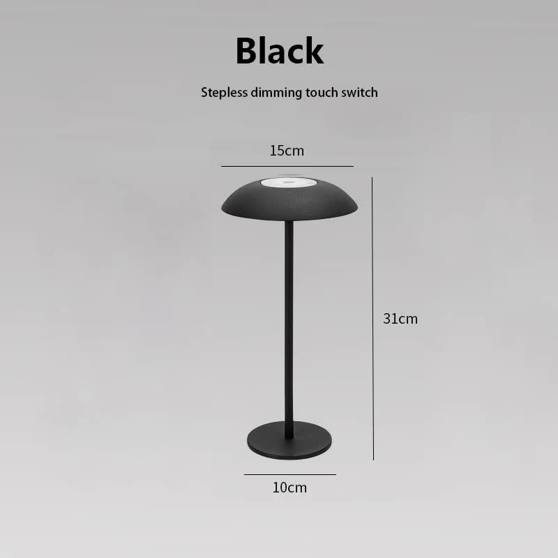 Black Minimalist Rechargeable LED Touch Table Lamp - 3-Color Stepless Dimming Metal Desk Light