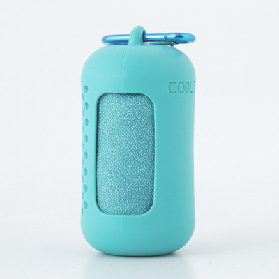 Light Blue Quick Dry Cooling Towel Set (2 Pack) - Microfiber Sport Towels with Silicone Cases & Carabiners