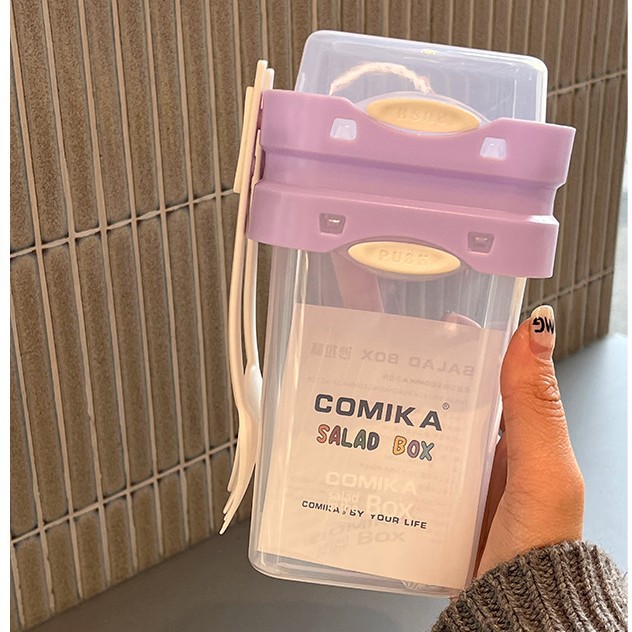 Purple Portable Salad & Breakfast Cup On-the-Go - Dual Compartment Container with Spork