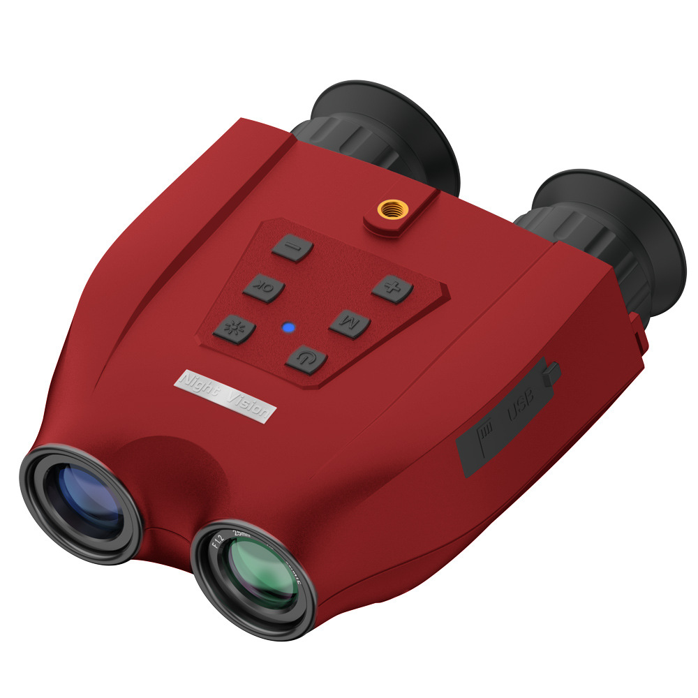 Red Professional HD Digital Night Vision Binoculars - 6X Optical Zoom, IR Illumination, Record 2.5K Video & 48MP Photos