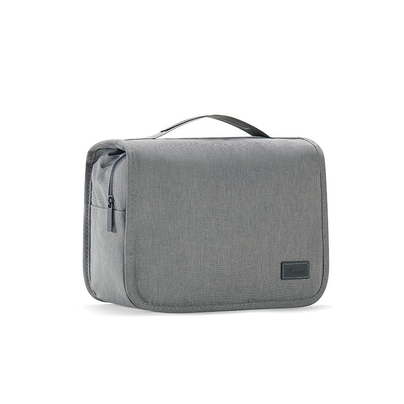 Grey Eco-Friendly RPET Hanging Toiletry Bag - Large Capacity Waterproof Travel Makeup Organizer