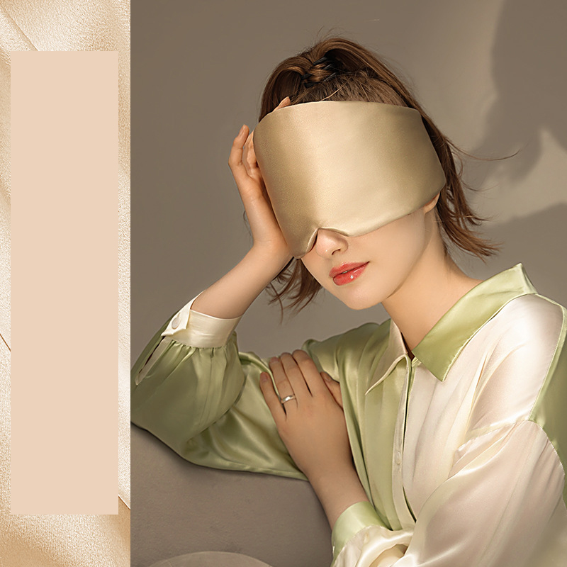 Champagne Luxury 19 Momme Mulberry Silk Sleep Mask - Total Blackout Comfort, Wide Design & Adjustable Strap