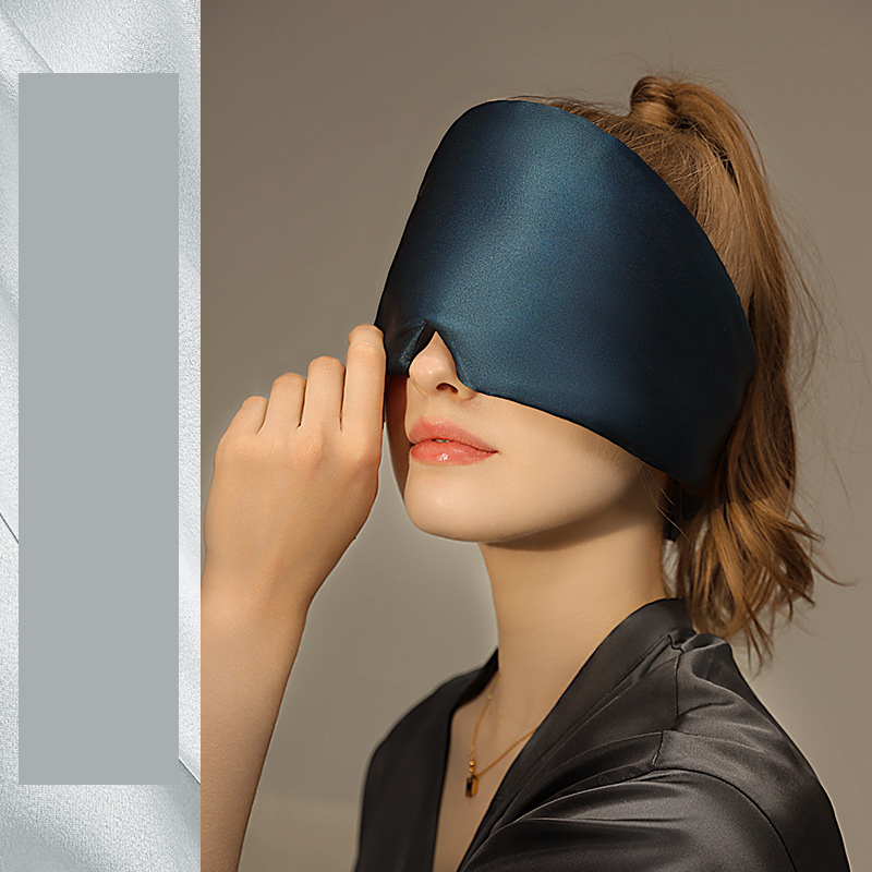 Blue Luxury 19 Momme Mulberry Silk Sleep Mask - Total Blackout Comfort, Wide Design & Adjustable Strap