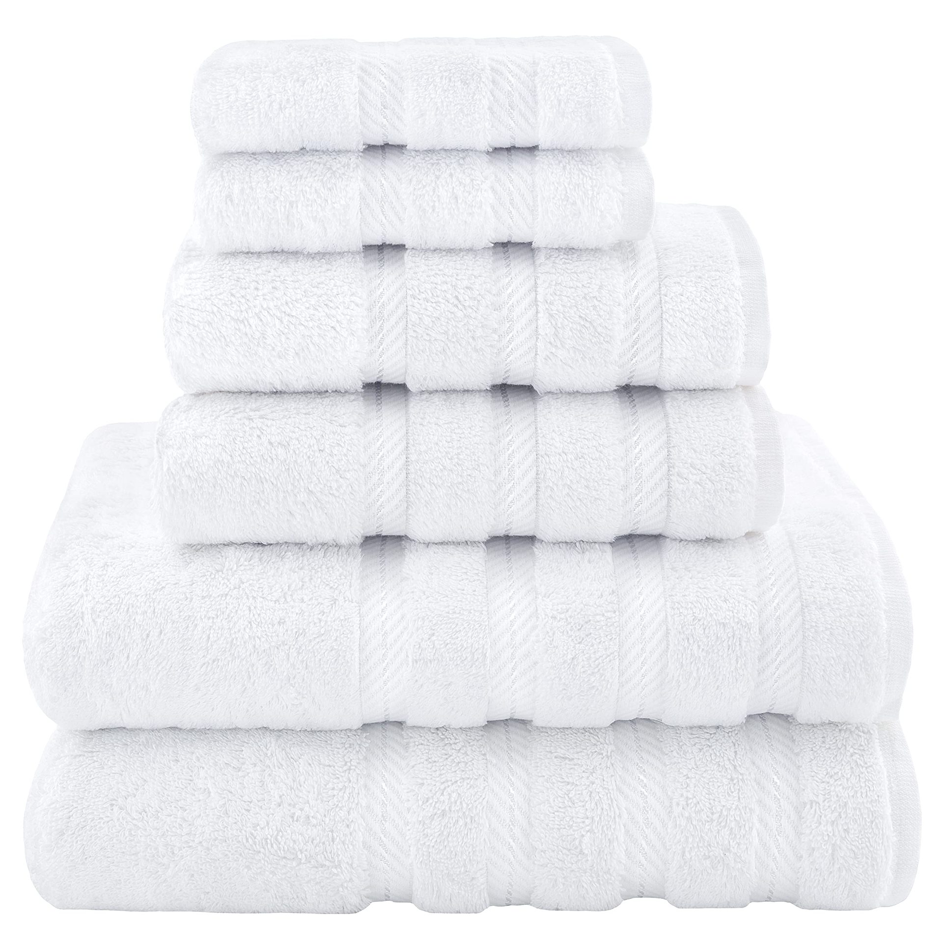 White Luxury 6-Piece Combed Cotton Towel Bale Set - Ultra Soft & Absorbent Bath, Hand, Face Towels