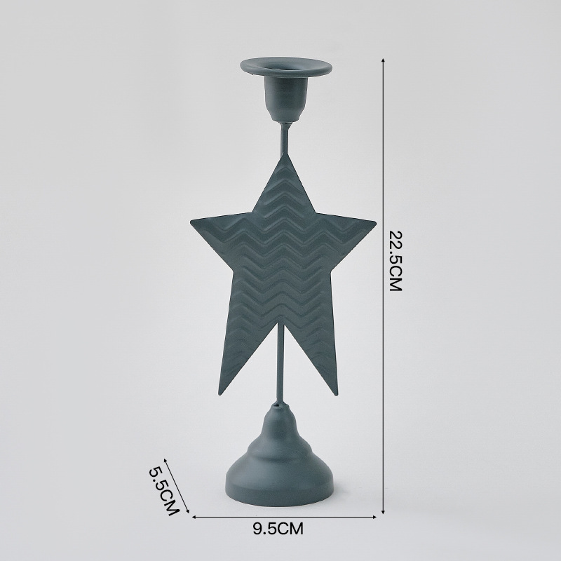 Grey Elegant Star Metal Candlestick Holder - Decorative Taper Candle Stand for Home, Tabletop & Special Occasions