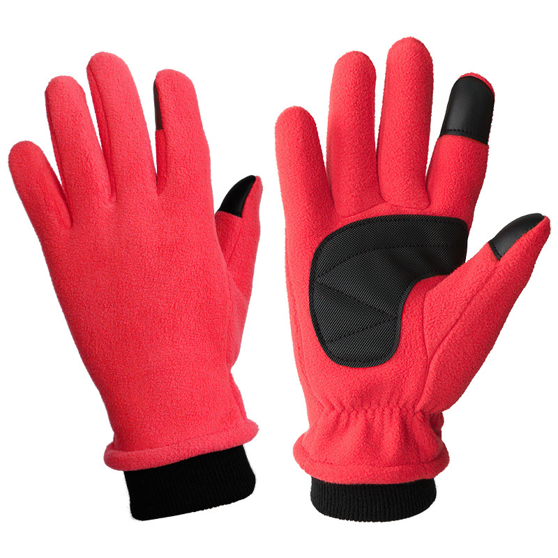 L Red Warm Windproof Touchscreen Gloves - Anti-Slip Grip for Winter Cycling & Outdoor Sports