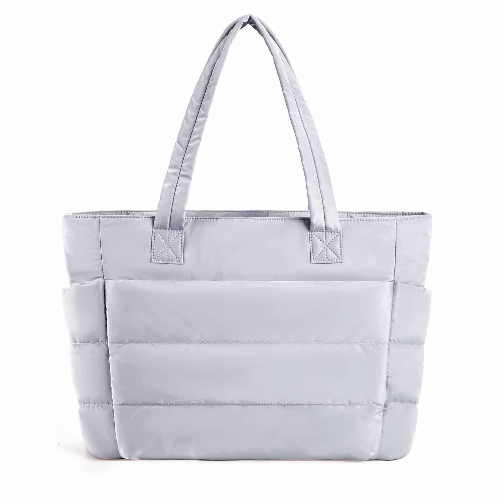 Light Grey Large Capacity Nylon Tote Bag for Women - Fashionable Travel Shoulder & Crossbody Handbag