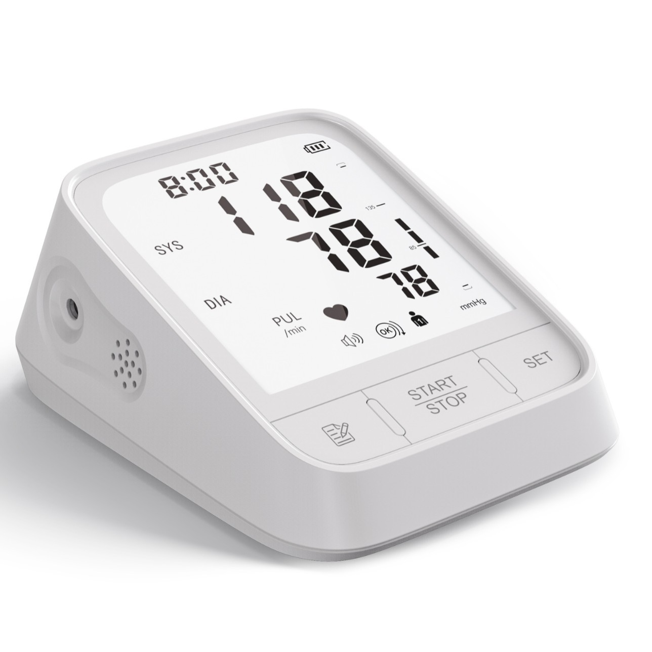 White Smart Upper Arm Blood Pressure Monitor - Medical Automatic BP Machine for Export