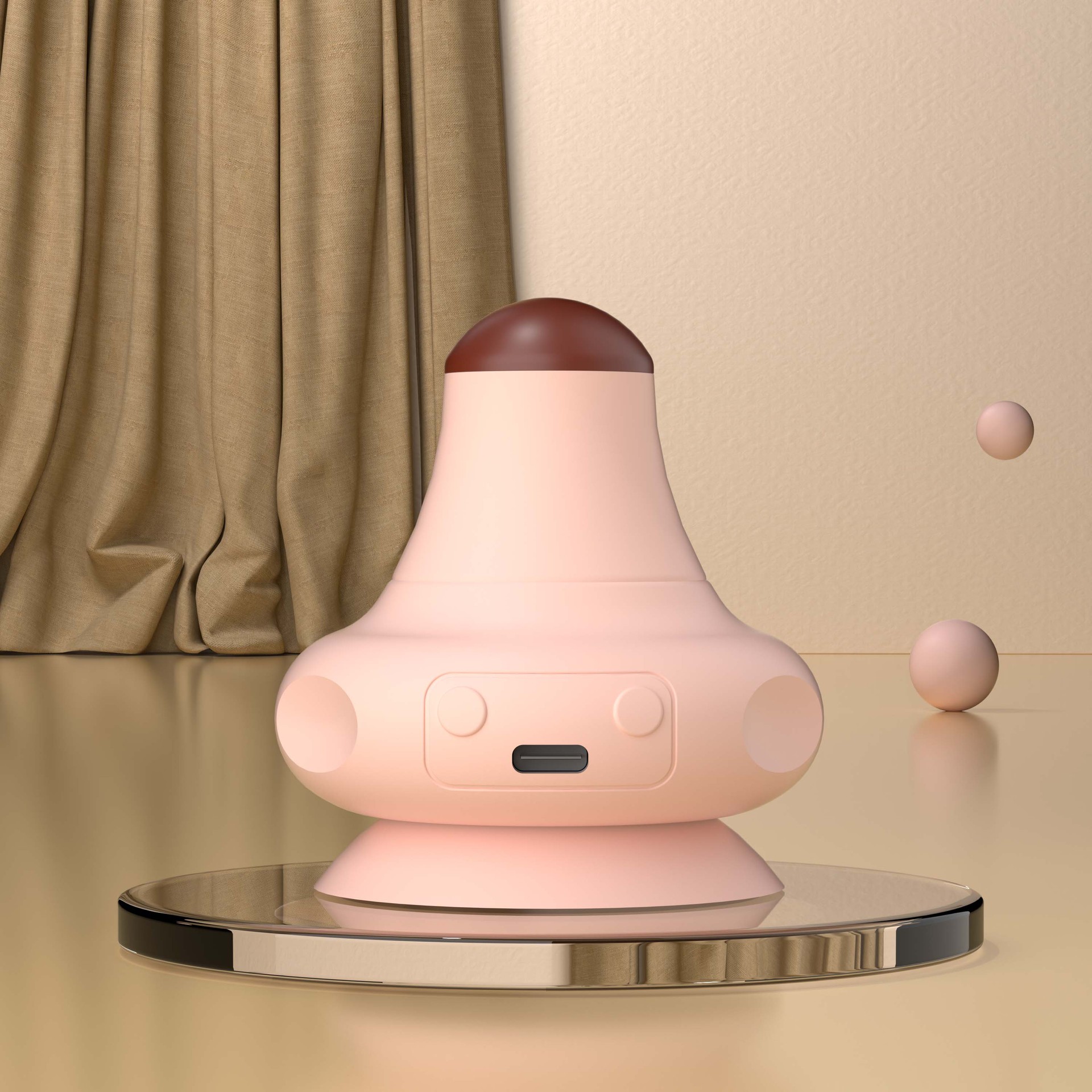 Pink [Stone + Hot Compress] Silicone Fascial Massage Ball with Suction - Muscle Relaxation for Yoga and Therapy