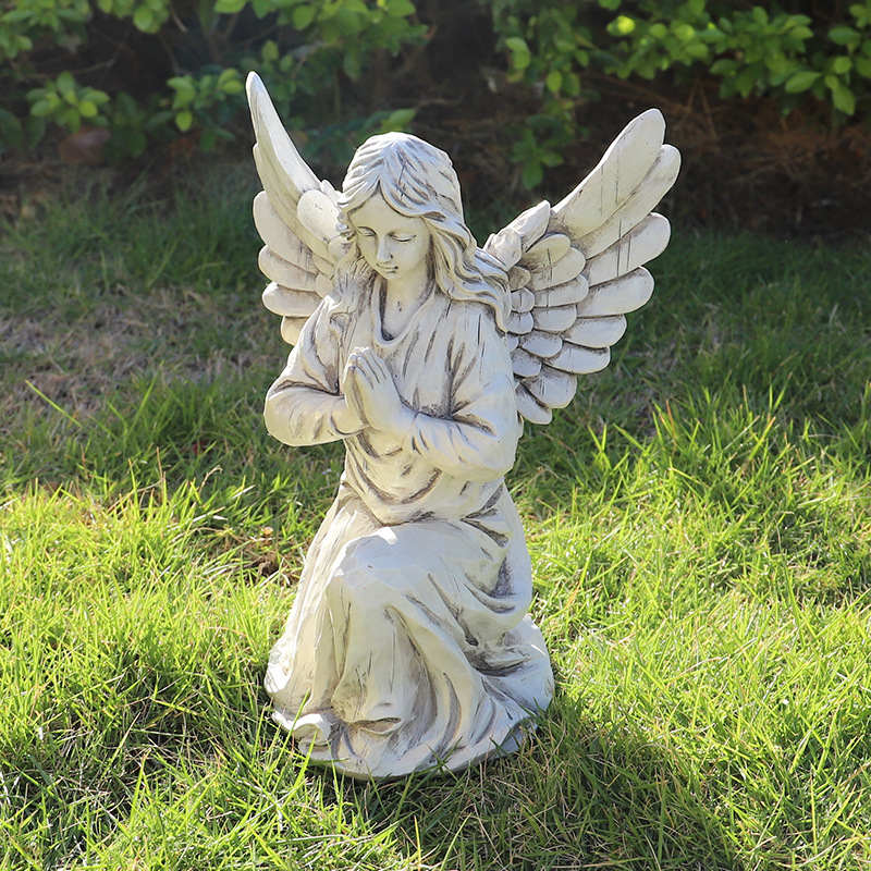 Nordic Style Resin Angel Garden Ornament - Serene Religious Decor