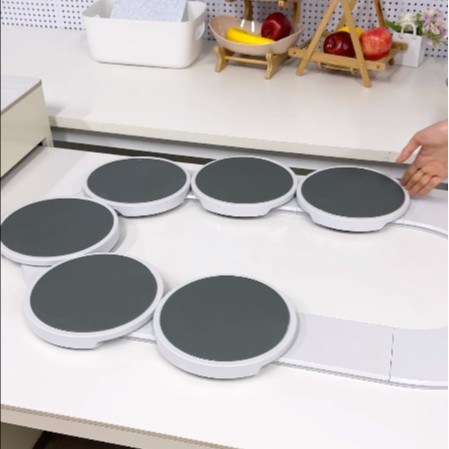White 6 discs TheLazy Susan Revolution - Portable 22cm Rotating Food Tray for Easy Sharing