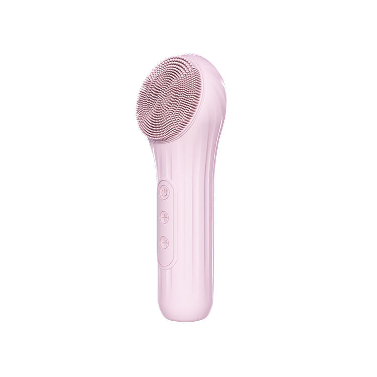 Silicone Facial Cleansing Brush - 6-Speed Vibration, Food-Grade Antibacterial Material with Warming Function(pink)