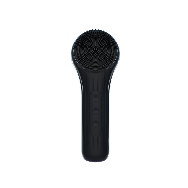 Silicone Facial Cleansing Brush - 6-Speed Vibration, Food-Grade Antibacterial Material with Warming Function(Black)
