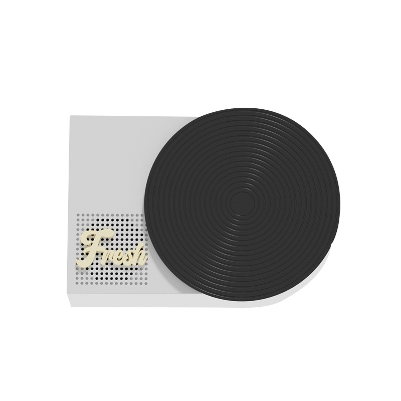 Retro Phonograph Bluetooth Speaker - Rotating Disc, Bluetooth 5.3, AUX/TF Card, 8H Playtime(Black and white)