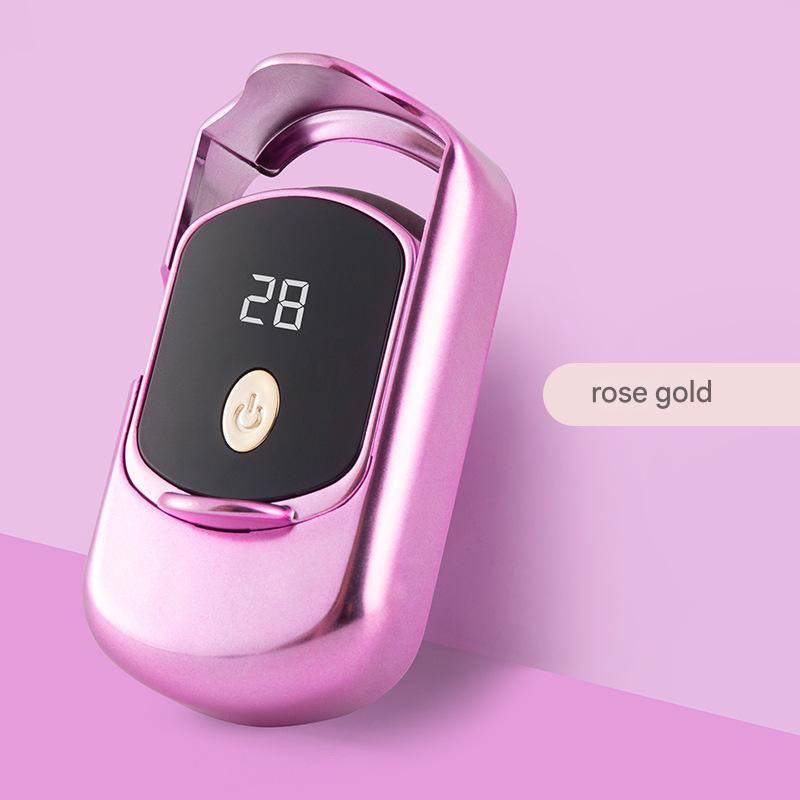 2pc Rechargeable Electric Heated Eyelash Curler - 55C Constant Temperature, LED Display, Gentle Curling(Rose Gold)