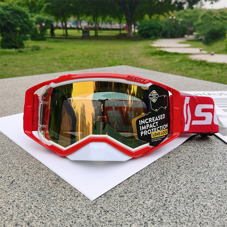 Performance Motocross & Off-Road Goggles - Increased Impact Protection with Lens Lock System(Red frame red film)