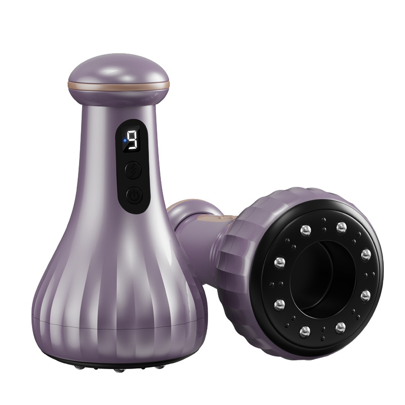 Electric Cupping & Gua Sha Massager - 9 Levels Heat & Suction, Red Light Therapy, USB-C Rechargeable(Purple)