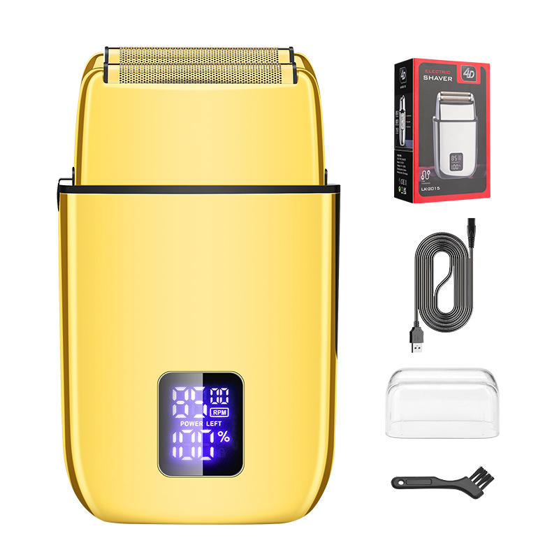 Professional Electric Foil Shaver for Men - 3 Speed Modes, LED Display, USB Rechargeable, Waterproof(gold)