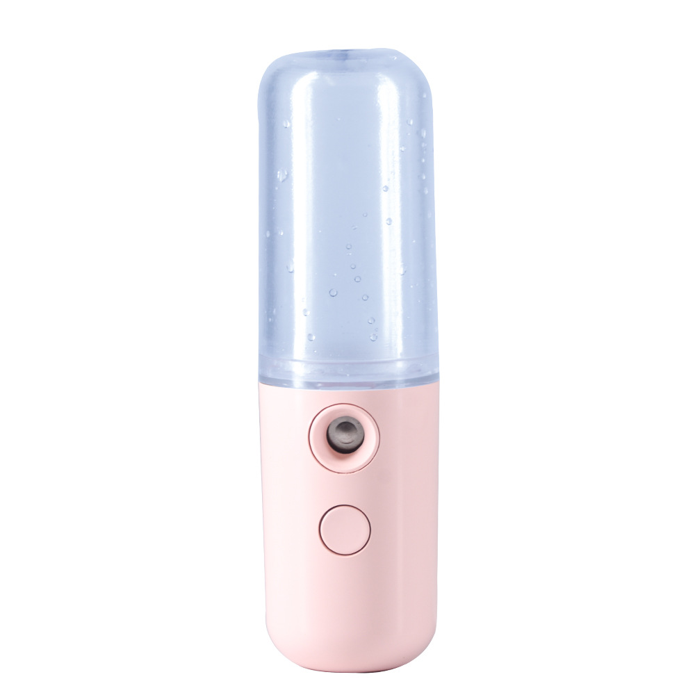 Two Portable Nano Facial Sprayer - 50ml USB Rechargeable Moisturizing Disinfectant Sprayer(Light pink)