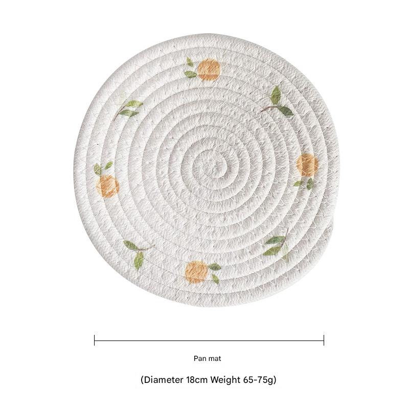 (Lemon) Cotton Rope Woven Placemats - Set of 5, 18cm Diameter Heat Resistant Kitchen Decor