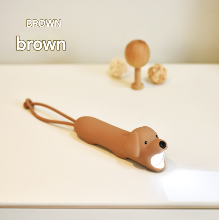 Brown Adorable Dog Silicone LED Flashlight for Kids - USB Rechargeable, Dimmable Brightness, Portable Night Light