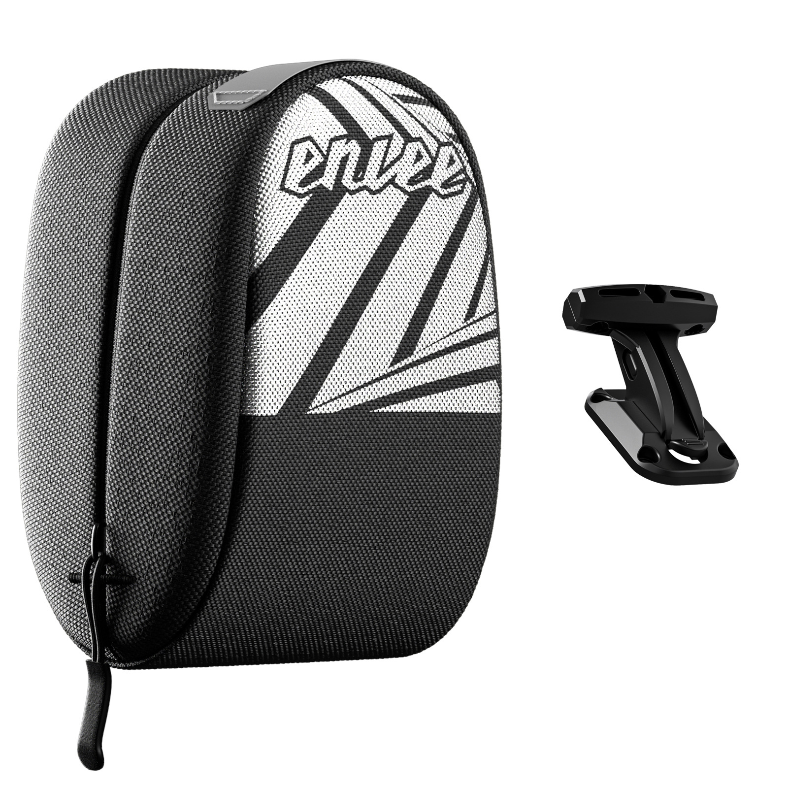 Black Compact Bike Saddle Bag - Quick-Release Water-Resistant Tail Pouch with Reflective Accents