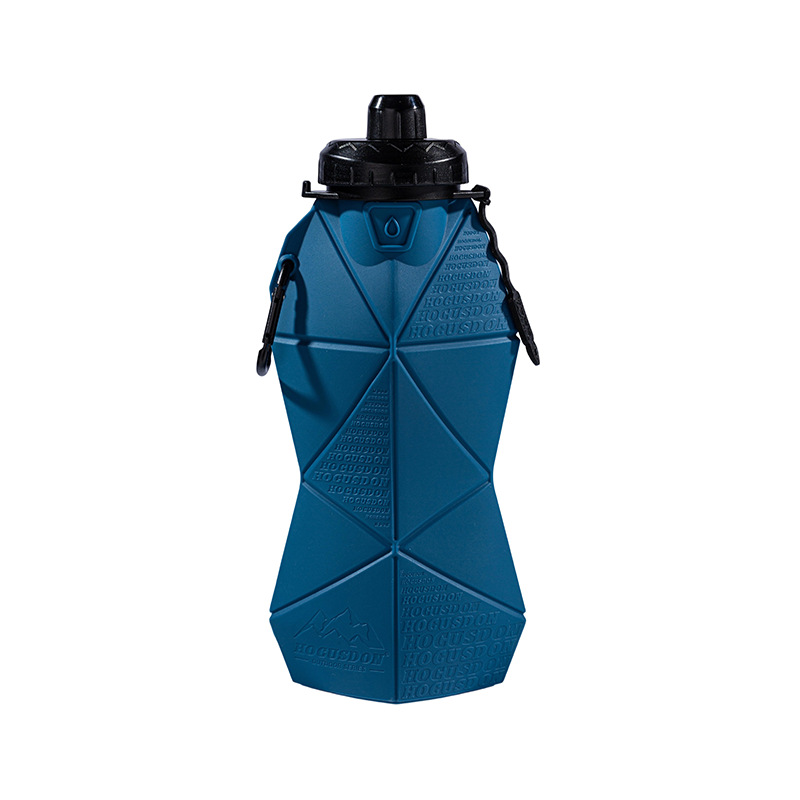 Blue and Black Cup Lid Ultimate Foldable Silicone Water Bottle - Lightweight Leakproof Travel & Sports Hydration - 700ml