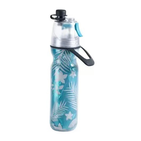Cyan 500ML Insulated Sports Water Bottle with Cooling Mist - Triple-Layer Design Keeps Drinks Cold for Hours - Portable PE Misting Bottle