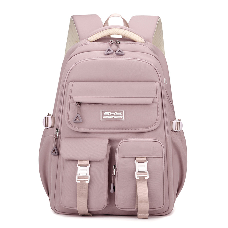 Light Purple Large Capacity Waterproof Student Backpack - Fits 15-Inch Laptop, Multi-Pocket Travel Daypack