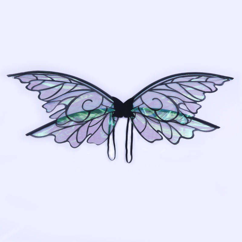 Black Enchanting Iridescent Fairy Wings - Sparkle Butterfly Elf Wings for Costume Parties, Cosplay & Dress-Up Fun