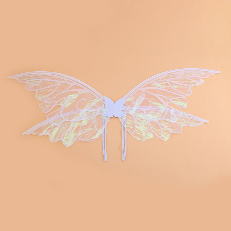 White Enchanting Iridescent Fairy Wings - Sparkle Butterfly Elf Wings for Costume Parties, Cosplay & Dress-Up Fun