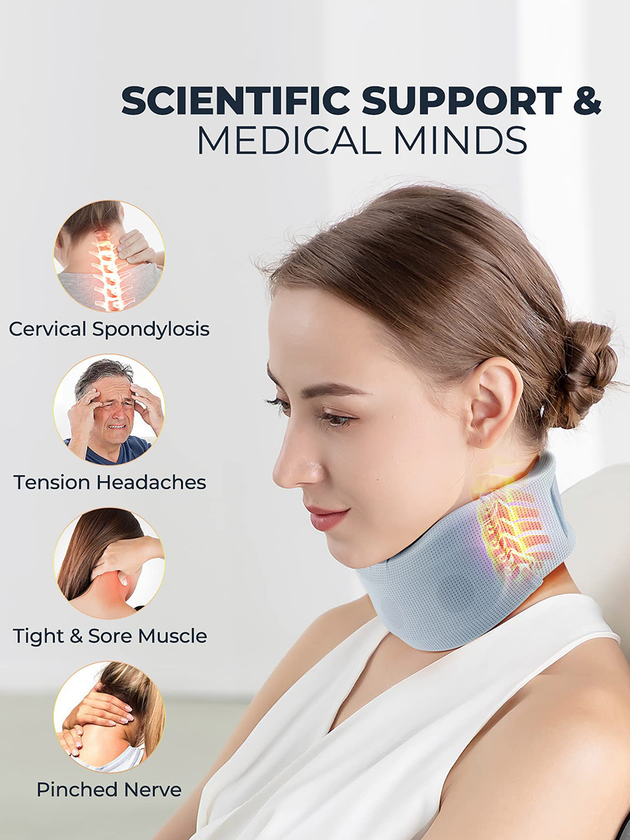 Size L Light Blue Ergonomic Neck Support Brace - Soft Cervical Collar for Posture Correction and Pain Relief