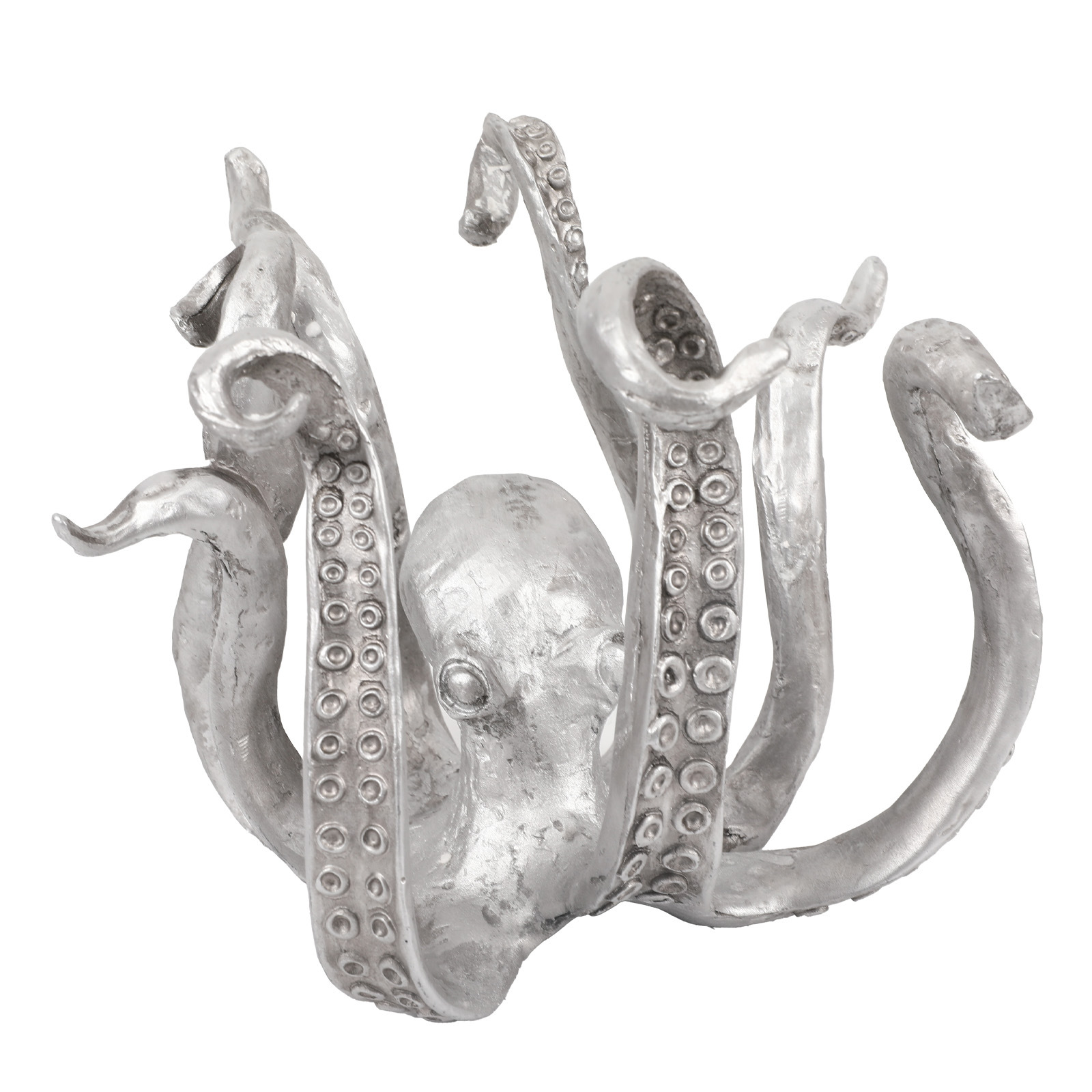 Silver Vintage Bronze Octopus Mug Holder - Decorative Resin Statue & Countertop Cup Rack