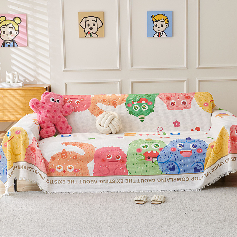 Dopamine Cartoon Sofa Cover - 180 x 230 cm Dustproof, Wear-Resistant, All-Season Two-Seater Sofa Protector