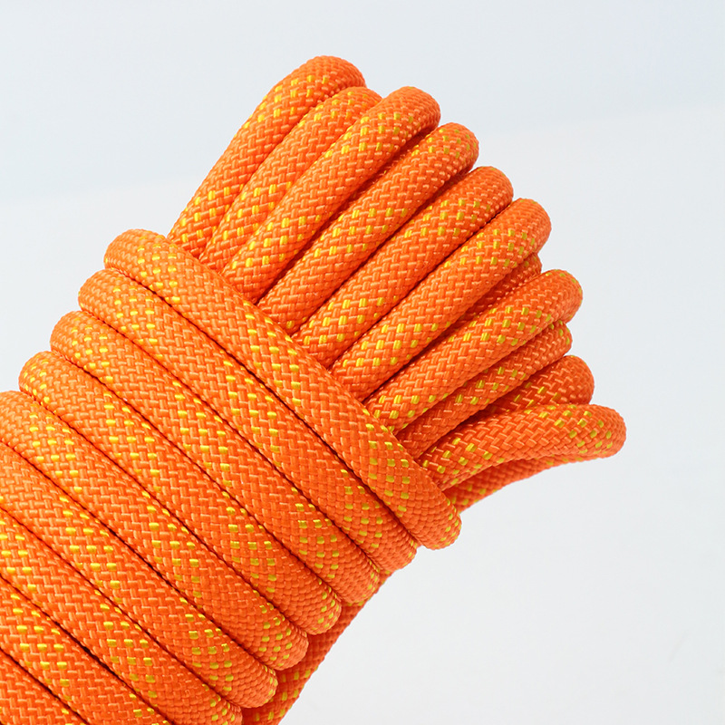 Orange 10mm Double Hook Climbing Rope Set - 20m Durable Outdoor Safety Rescue Cord