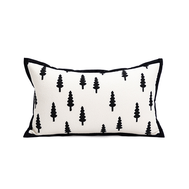 Trees Triangle Elegant Two-Piece INS-Style Jacquard Pillow Covers - Black & White Sofa Decor
