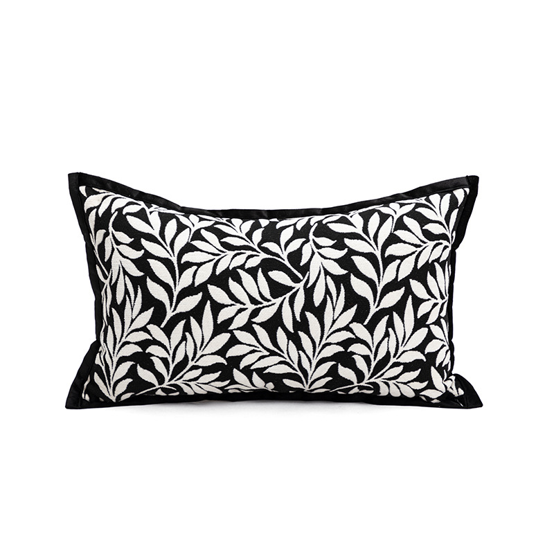 Leaves Triangle Elegant Two-Piece INS-Style Jacquard Pillow Covers - Black & White Sofa Decor
