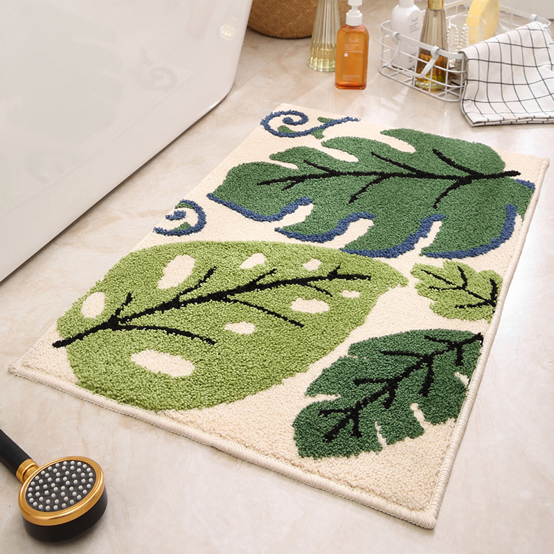 Big Leaves Bathroom Mat - Super Absorbent Non-Slip Rug (40x60cm), Toilet Floor Mat for Bathroom/Bedroom/Entryway