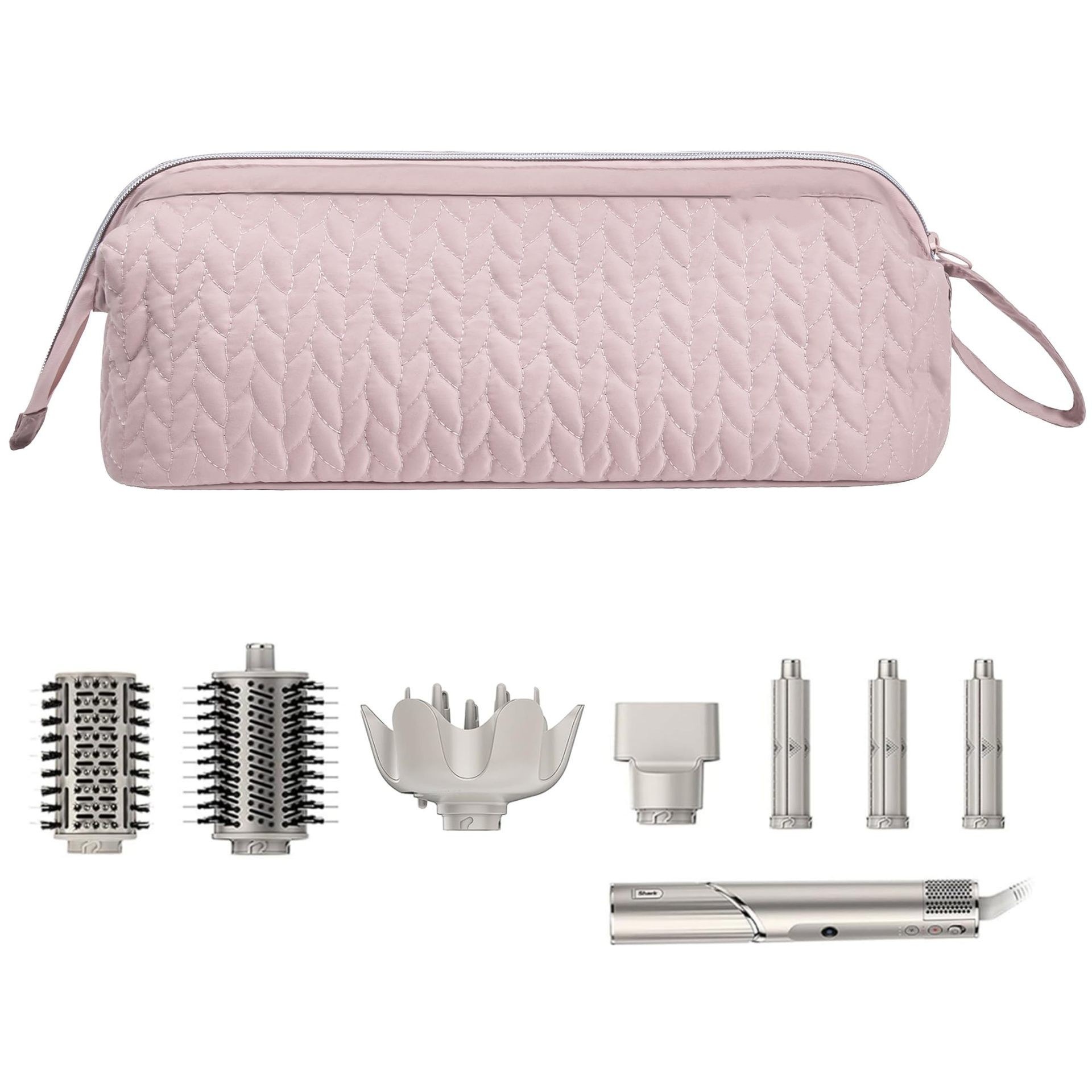 Pink Hair Styler Travel Case - Protective Storage Organizer Bag for Dryer, Curling Iron & Accessories