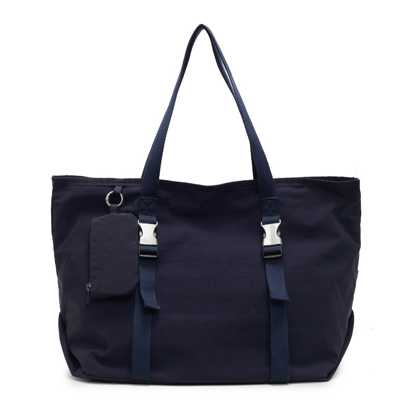 Navy Blue Modern Utility Tote Bag for Women - Large Capacity Shoulder Bag with Detachable Pouch for Work, School & Travel