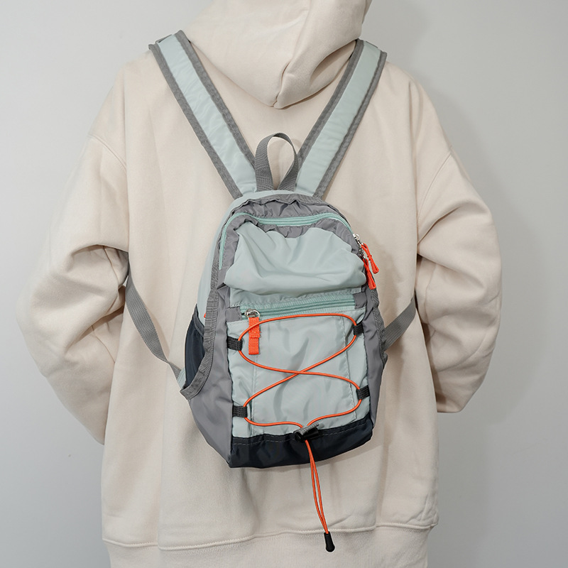 Green Mini Lightweight Drawstring Backpack for Women - Small Casual Travel Daypack