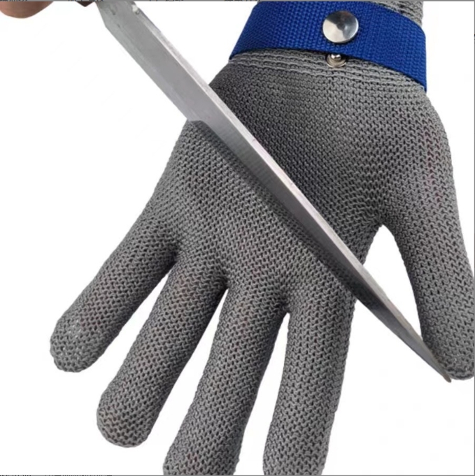 1 pair of silver A9 grade 316 stainless steel cut resistant gloves(XL)