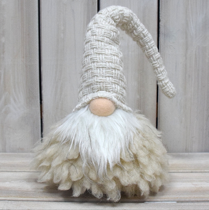 Beige Charming Handcrafted Christmas Gnome - Nordic Tomte Plush Figurine for Holiday Decor(11*11*36cm)