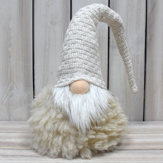 Beige Charming Handcrafted Christmas Gnome - Nordic Tomte Plush Figurine for Holiday Decor(14*14*48cm)