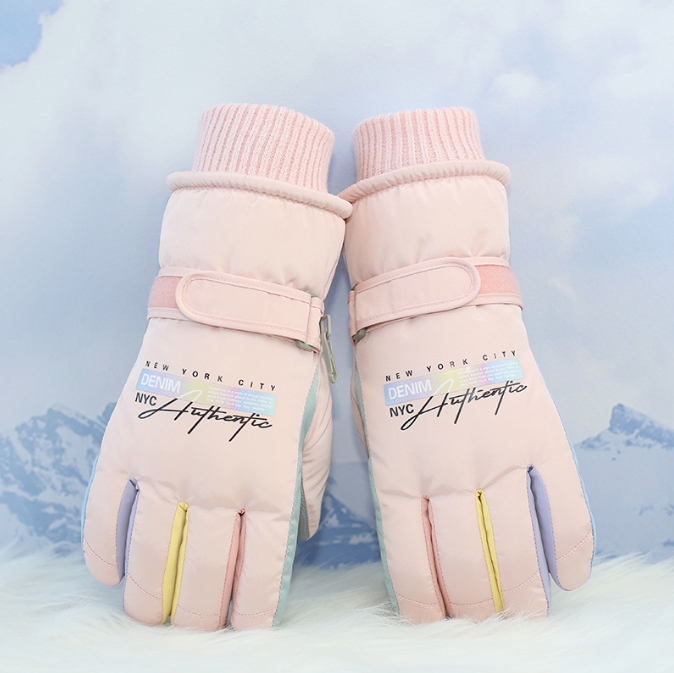Pink Women's Warm Winter Ski Gloves - Waterproof & Windproof Touchscreen Gloves for Snow Sports