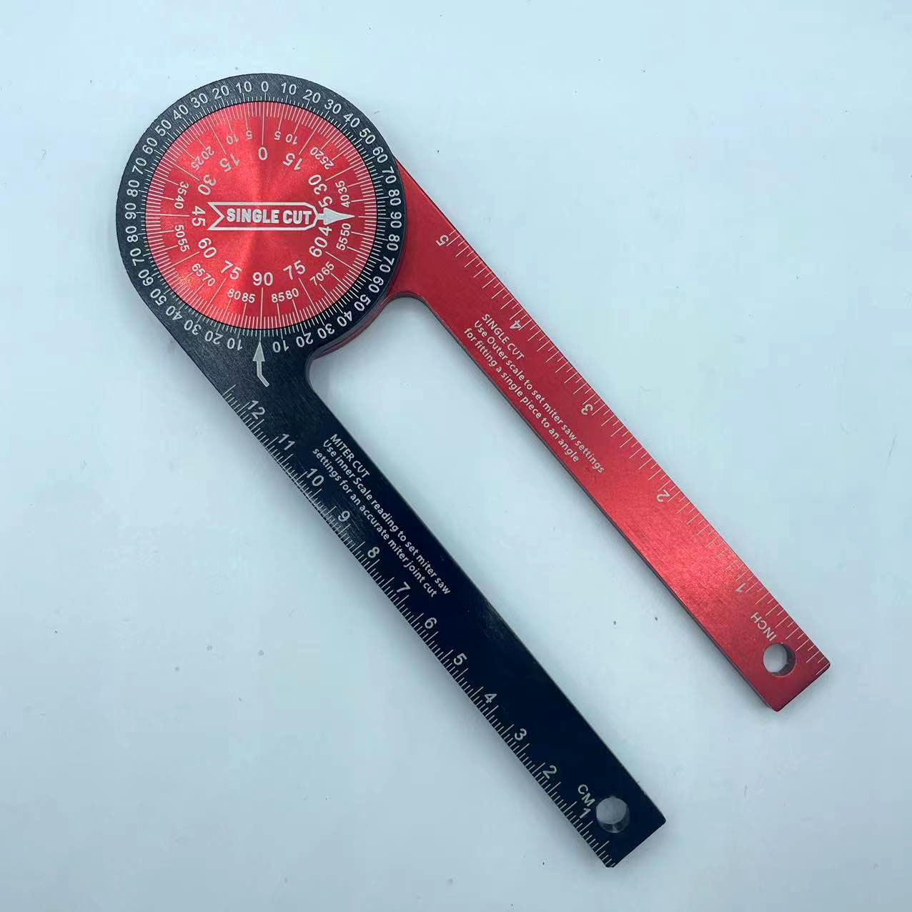 Red Precision 360-Degree Miter Saw Protractor - Aluminum Alloy Angle Finder for Woodworking & Carpentry