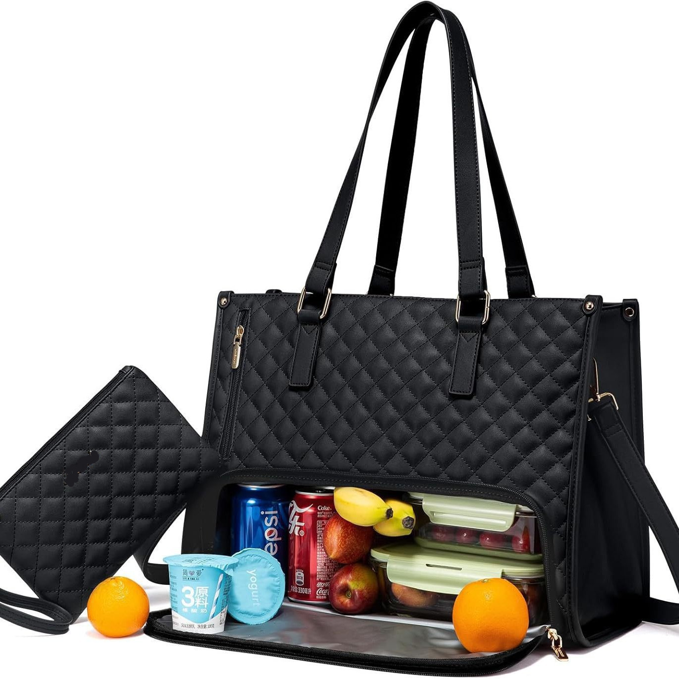 Black Insulated Lunch Bag and Laptop Cooler - Perfect for Keeping Food Fresh