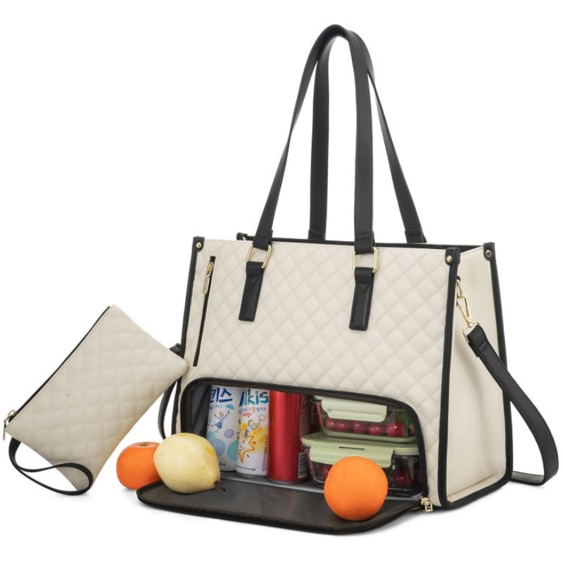 Beige Insulated Lunch Bag and Laptop Cooler - Perfect for Keeping Food Fresh