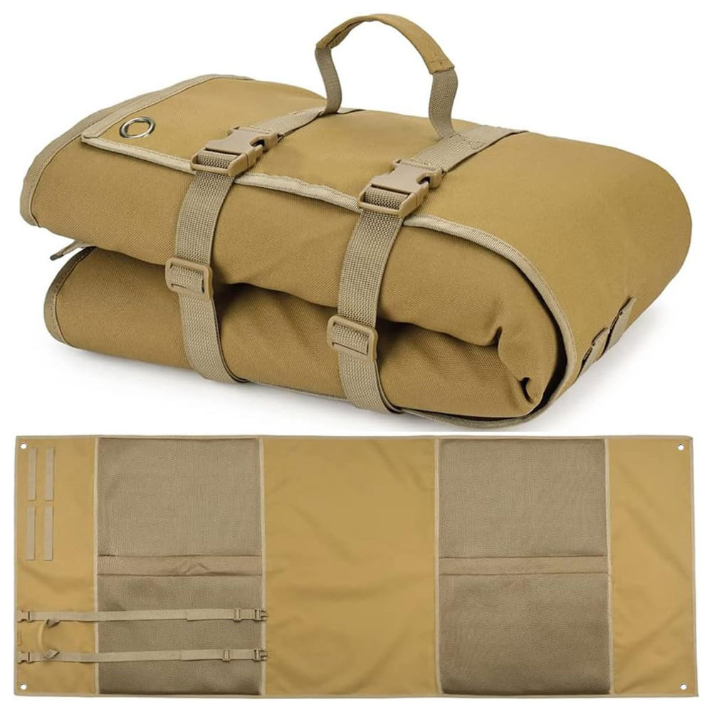 Khaki Portable Tactical Shooting Mat - Lightweight Roll-Up Ground Pad for Outdoor Range & Hunting